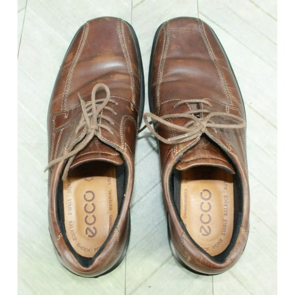 Ecco Brown Leather Lace Up Slip On Oxford Dress Shoes Size 42 US 9 - Picture 7 of 9